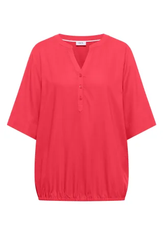CECIL - Kurzarm Bluse mit Split Neck coral - Gr. - L