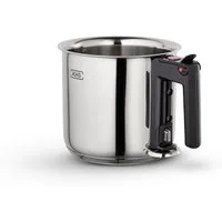 KHG Simmertopf Milchtopf 16 cm, Doppelwandig mit Grifföffnung, Edelstahl, 1,5 Liter Innenskala, Wasserbad-Prinzip, alle Herdarten auch Induktion