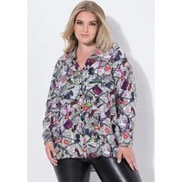 MIAMODA Longbluse Bluse A-Linie Alloverdruck gerundeter Saum