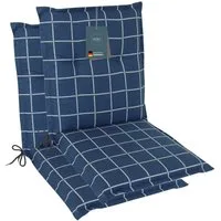 LILENO HOME Polsterauflage Niedriglehner, bequeme Sitzauflage für Gartenstühle, Stuhlkissen, (2 St., 2er Set), Gartenstuhl Auflage in Yacht-Karo Dunkelblau, Sitzpolster waschbar
