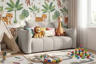 Sofa 2er-Sitzer mit Liegefunktion ONTARIO in Stoff Poso Hellgrau