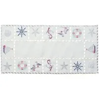 matches21 HOME & HOBBY Tischdecke Tischläufer maritime Motive wollweiß Stick bunt 35x70cm (1-tlg)