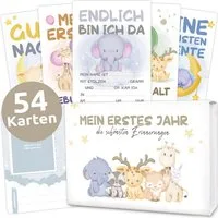Emadele Grußkarten Premium Baby Meilensteinkarten "Malou" für Junge und Mädchen