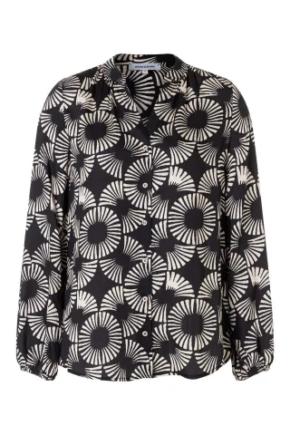 MORE & MORE - Bedruckte Bluse beige/schwarz - Gr. - 44