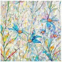 Diwzbyn Sonnenschutz-Fensterfolie Selbstklebend Statische Folie, Bunt Blickdichte Sichtschutzfolie, Bunte Blumen-Fensteraufkleber, Anti-UV Regenbogen Optik
