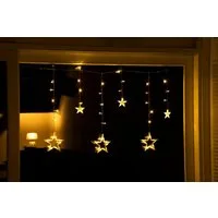 Spetebo Lichtervorhang LED Sternen Lichtervorhang warm weiß - 63 LED, 100 cm - Deko Lichterkette mit 63 LED für Innen