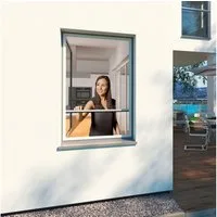 Windhager Insektenschutzplissee Ultra Flat für Fenster, Fliegengitter ohne Bohren, halbtransparent, ohne Bohren, verspannt, Moskitonetz Plissee 100 x 120 cm, erhältlich in anthrazit oder weiß