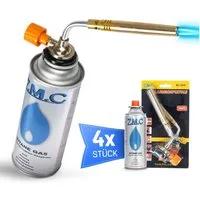ZMC Flambierbrenner Bunsenbrenner Lötlampe Lötbrenner Gasanzünder + 4x Gaskartuschen 227g, (Schweißbrenner mit einstellbarer Flamme, Bunsenbrenner Küchenbrenner, 4-tlg), Flambierbrenner Abflammgerät Brenneraufsatz ideal für Camping