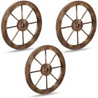 relaxdays Dekoobjekt Wagenrad aus Holz 3er Set