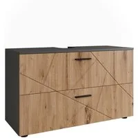 Vicco Waschbeckenunterschrank Irma, Anthrazit/Goldkraft Eiche, 100.1 x 60.6 cm mit 2 Schubladen (1-St)