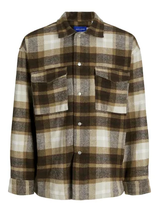 JACK&JONES - JORVESTERBRO CHECK OVERSHIRT LS SN Chocolate Torte - Gr. - L