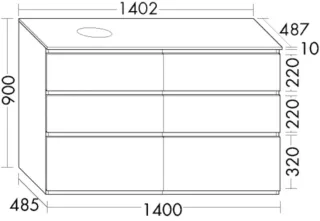 Burgbad Waschtischunterschrank Lin20 Melamin 900x1402x487 Eiche Dekor Nachtschwarz, SGIG140RF7331 SGIG140RF7331