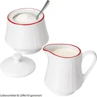 MamboCat Milch- und Zuckerset MamboCat 2tlg Set Hedda Milchkännchen & Zuckerdose Porzellan weiß rot, Porzellan