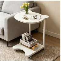 TUWENA Beistelltisch Beistelltisch, Sofatisch mit Rollen, C-förmiger Mobiler Kaffeetisch, 45B x 35T x 60Hcm, für Wohnzimmer, Schlafzimmer, Couch, kleine Räume