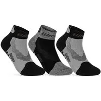 sockenkauf24 Funktionssocken Coolmax LED Fahrrad-Socken für Herren & Damen (Schwarz/Grau/Schwarz, 3-Paar, 43-46) Reflektor Radsport Socken 50303P WP