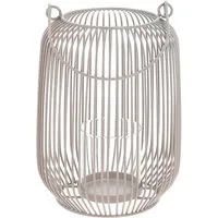 CEPEWA Kerzenlaterne Laterne oval Metallstreben grau Eisen 11,5x22cm Windlicht Henkel