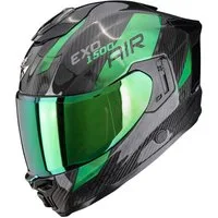 Scorpion Exo Motorradhelm Scorpion EXO-1500 Carbon Air Platted Integralhelm Schwarz / Grün L (1er Set), integralhelm motorrad