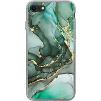 MuchoWow Handyhülle für Apple iPhone 8 Gold - Marmor - Grün - Luxus - Marmoroptik - Grau, Smartphone-Bumper, Print, Handy Schutzhülle Dünn