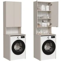 Platan Room Waschmaschinenumbauschrank Badschrank LORA Waschmaschinenschrank Badezimmer Hochschrank 210 x 65 x 50 cm