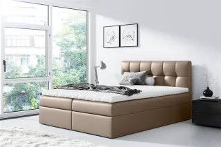 Boxspringbett Schlafzimmerbett CARMEN 200x200cm Kunstleder Schokobraun