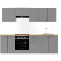 OMILI Küchenzeile OLVIT (Breite 240cm), Fronten 18mm, SOFTCLOSE, metallbox schublade 16mm