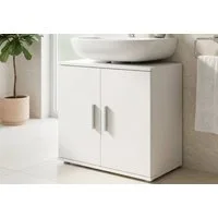 Home Collective Waschbeckenunterschrank Badezimmerschrank Badschrank Badmöbel mit 2 Türen, Made in Germany Badunterschrank mit herausnehmbarem Einlegeboden Weiß 70x60x34 cm