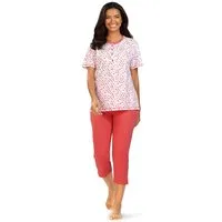comtessa Schlafanzug Summer Whisper (Set, 2 tlg., 2-teilig) Damen Pyjama 2-teilig 7/8 Hose geknöpft Baumwolle große Größen