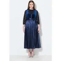 Ulla Popken Dirndl Dirndl Stretch-Samt Carré-Ausschnitt ärmellos