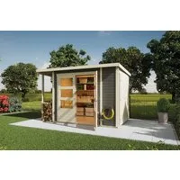 Karibu Gartenhaus Multifunktionshaus 1 Pultdach, BxT: 300x186,5 cm, naturbelassen oder terragrau, Made in Germany