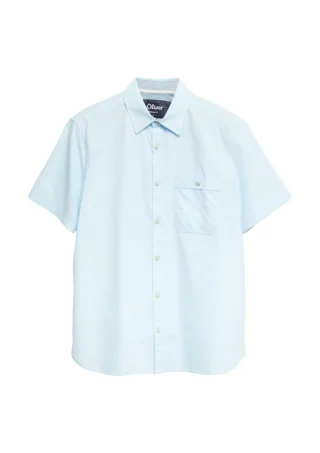 s.Oliver Red Label - Regular Fit: Fein strukturiertes Kurzarmhemd blau - Gr. - S