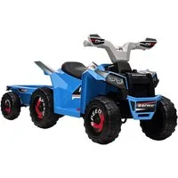 HOMCOM Elektro-Kinderquad Kinderfahrzeug mit Anhänger, Belastbarkeit 25 kg, (1-tlg), Blau+Grau+Schwarz 106 x 41.5 x 48.5 cm