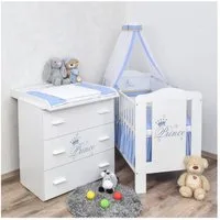 Baby-Delux Babyzimmer-Komplettset Babyzimmer Prince, (13-tlg), Babybett Wickelkommode Bettwäsche Set Komplettzimmer