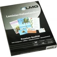 LMG Germany Laminierfolie LMG Laminierfolien A4 (216 x 303 mm), 2 x 100 mic, glänzend, 100 µm, glänzend, 100 St., Glänzende Laminierfolien für edle Optik
