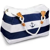 WildStage Shopper XL Strandtasche mit Reißverschluss Damen Shopper 45x24x36 cm Blau/Weiß (Damen Shopper & Umhängetasche mit Innentasche, Tragetasche, Saunatasche, XL Saunatasche mit Reißverschluss, Schultertasche, Innentasche), Extra groß, Reißversch