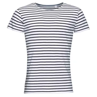 SOLS - "Miles" T-Shirt Rundhalsausschnitt für Herren (Weiß/Marineblau)