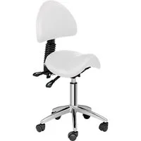 Physa Drehstuhl Sattelstuhl mit Rollen Arbeitsstuhl 55 - 69 cm 150 kg Weiß, Weiß