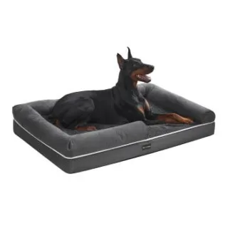 FEANDREA Orthopädisches Hundebett, Hundekissen, erhöhte Ränder, abnehmbar und waschbar schiefergrau XXL