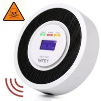 INTEY Kohlenmonoxid-Warnmelder Detektor mit Sensor Wand & Deckenmontage CO-Melder (LCD, USB-aufladbar, 6 Monate Standby, lauter 85dB Alarm)