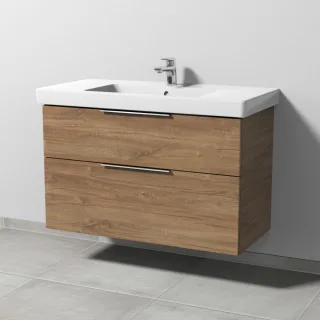 Sanipa 3way Waschtischunterbau zu Villeroy & Boch Subway 2.0 Waschtisch mit 2 Auszügen, Eiche-Kansas UM61559