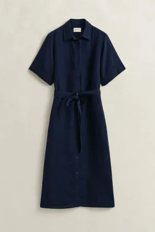 GANT - Hemdblusenkleid aus Leinen evening blue - Gr. - 44
