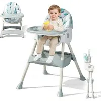 HEYHIPPO Kinderklappstuhl Hochstuhl Babys ab 6 Monaten Klappbarer Esszimmerstuhl mit Esstablett (Geeignet für Babys im Alter von 0–6 Jahren. 91 × 75 × 63 cm), Kindersitz verstellbarer Rückenlehne,abnehmbar und herausnehmbar,grün