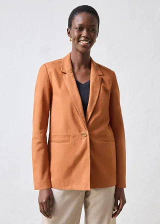 bonprix Blazer aus Veloursleder, braun, Gr.38, vielseitiger kombinierbarer Blazer aus schönem Verloursleder, aus Veloursleder