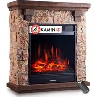 KAMINIO Elektrokamin JUAN, Elektrischer Kamin mit 3D-Flammeneffekt, Heizung 1800W