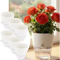shop'n smile ideoon Blumentopf Blumentopf selbstbewässernd Ø18,5cm Pflanzgefäß mit Docht-System (6 St., 3er-Set & 6er-Set), 10-15 Tage Urlaubsschutz/transparentes Reservoir/ 18,5x15,5 cm