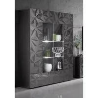 Home affaire Vitrine Prisma Höhe 166 cm, Breite 121 cm, Stauraumvitrine mit 2 Türen, Standvitrine - Front mit elegantem Siebdruck, grifflos, viel Stauraum
