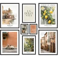 ARTFAVES Bilder-Collage Poster Set La Dolce Vita Italy I mehrteilige Bilderwand I Wandbilder I, (Wandbilder modern, 8 St)