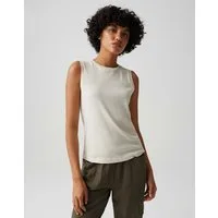 OPUS Kurzarmshirt Tanktop aus nachhaltigem Baumwoll-Mix Weicher Griff, elastischer Stoff für komfortable Passform
