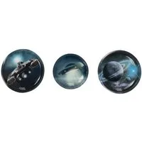 SCHOOL-MOOD® Patchies Moritz Weltall, (Set, 3-tlg), mit Klett, für Schulranzen und Sporttasche