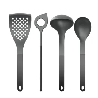 Küchenhelfer-Set 4-teilig pfannenschonend Nylon schwarz 220°C | Rosti New Optima Kochbesteck-Set hitzebeständig für beschichtete Pfannen und Töpfe.