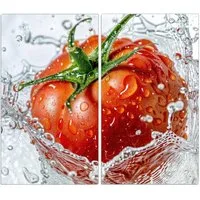 Primedeco Herd-Abdeckplatte Herdabdeckplatte Spritzschutz aus Glas Tomate im Wasser, Glas, (2 tlg)